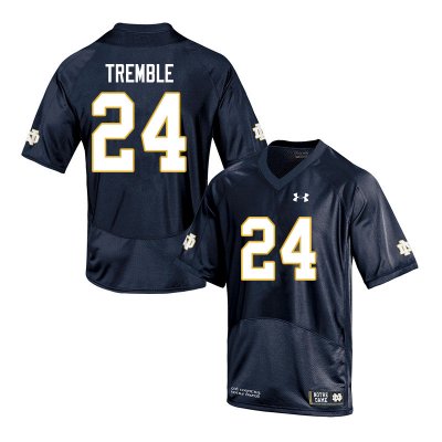 Notre Dame Fighting Irish Men's Tommy Tremble #24 Navy Under Armour Authentic Stitched College NCAA Football Jersey RQH6499TH